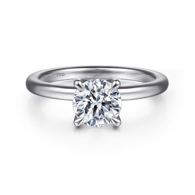 Round Hidden Halo Engagement Ring Setting