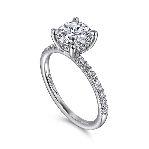 Round Hidden Halo Engagement Ring Setting