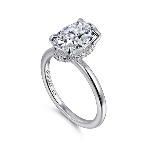 Oval Hidden Halo Engagement Ring Setting