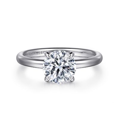 14K WHITE GOLD DANIELE HIDDEN HALO SEMI-MOUNT RING SIZE 6.5 WITH 28=0.15TW ROUND G-H SI2 DIAMONDS   (3.58 GRAMS)