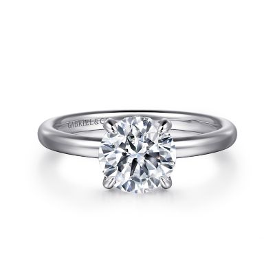 Round Hidden Halo Engagement Ring Setting