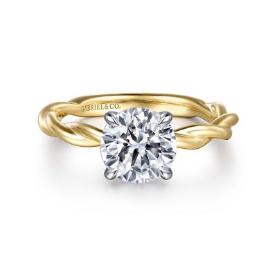 14K YELLOW & WHITE GOLD EMERSIN TWIST REMOUNT SIZE 6.5   (3.61 GRAMS)