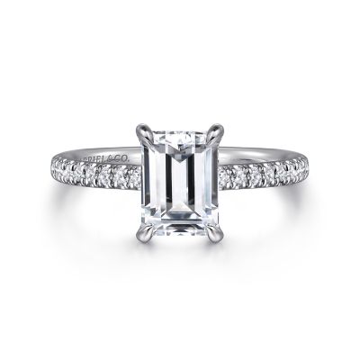 14K WHITE GOLD HIDDEN HALO SEMI-MOUNT RING SIZE 6.5 WITH 44=0.29TW ROUND G-H SI2 DIAMONDS   (3.04 GRAMS)