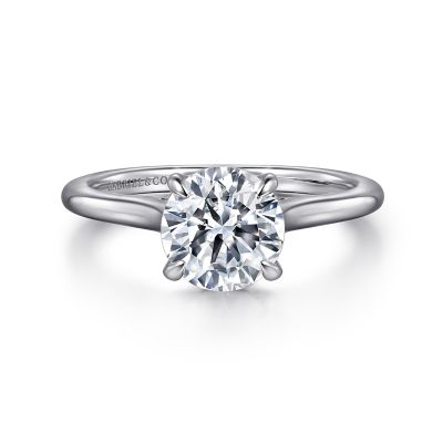 14K WHITE GOLD ERICKA HIDDEN HALO SEMI-MOUNT RING SIZE 6.5 WITH 20=0.12TW ROUND G-H SI2 DIAMONDS   (3.61 GRAMS)