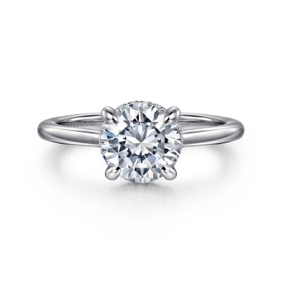 Round Hidden Halo Engagement Ring Setting