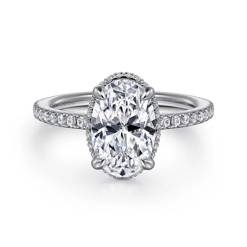 Oval Hidden Halo Engagement Ring Setting