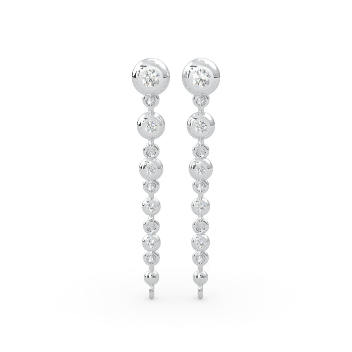 SPIRIT COLLECTION MODERN ELECTRUM DANGLE DIAMOND SUMMIT EARRINGS WITH 10=0.20TW ROUND H VS2 DIAMONDS   (2.55 GRAMS)