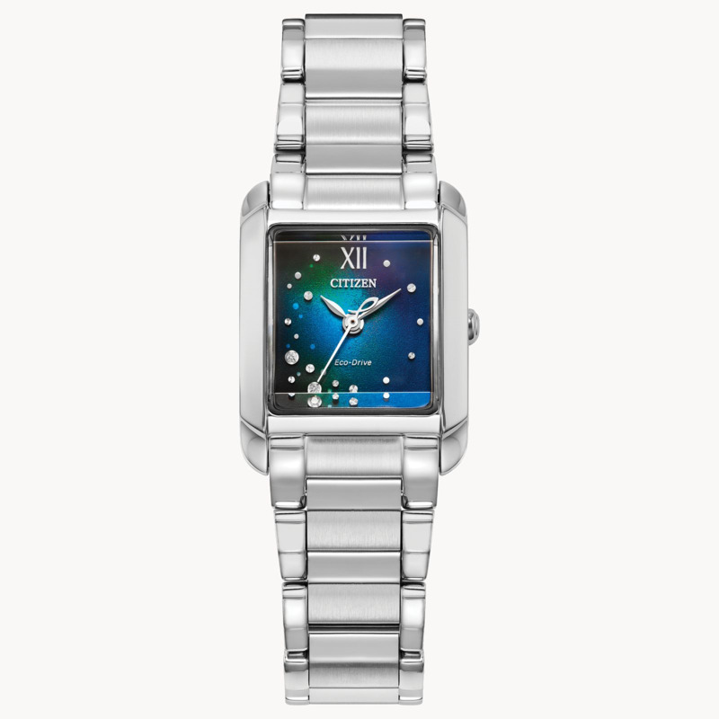 LADIES ECO DRIVE BIANCA STAINLESS STEEL WATCH WITH MULTI COLOR DIAL  STAINLESS STEEL CASE AND BRACELET AND DIAMONDS ON THE DIAL