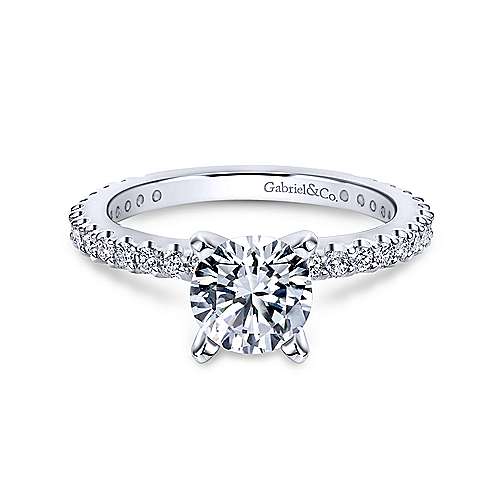 14K WHITE GOLD LOGAN COLLECTION SEMI-MOUNT RING SIZE 6.5 WITH 28=0.37TW ROUND G-H SI2 DIAMONDS   (2.95 GRAMS)