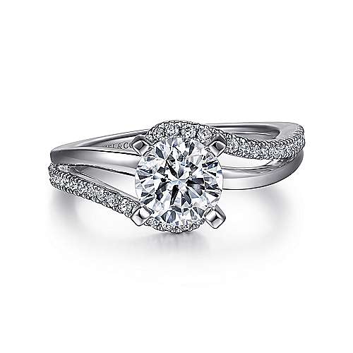 14K WHITE GOLD NAOMI COLLECTION BYPASS SEMI-MOUNT RING SIZE 6.5 WITH 40=0.22TW ROUND G-H SI2 DIAMONDS