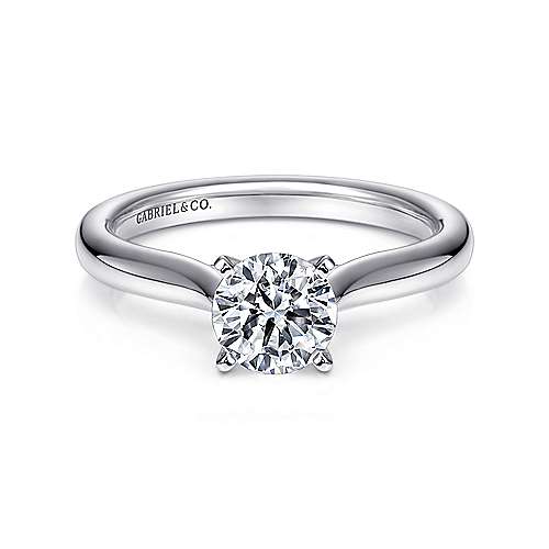 POLISHED 14K WHITE GOLD LAUREN COLLECTION SOLITAIRE REMOUNT SIZE 6.5   (3.88 GRAMS)