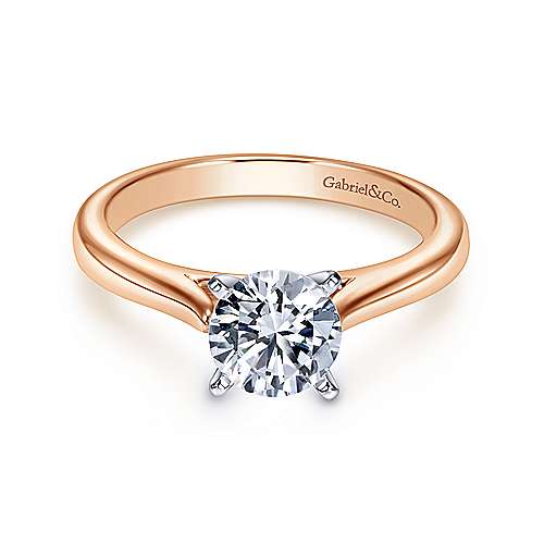 POLISHED 14K WHITE & ROSE GOLD MICHELLE COLLECTION SOLITAIRE REMOUNT SIZE 6.5   (3.89 GRAMS)