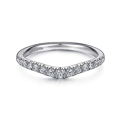 14K WHITE GOLD PRATO COLLECTION FRENCH PAVE  DIAMOND ANNIVERSARY RING SIZE 6.5 WITH 15=0.28TW ROUND G-H SI2 DIAMONDS