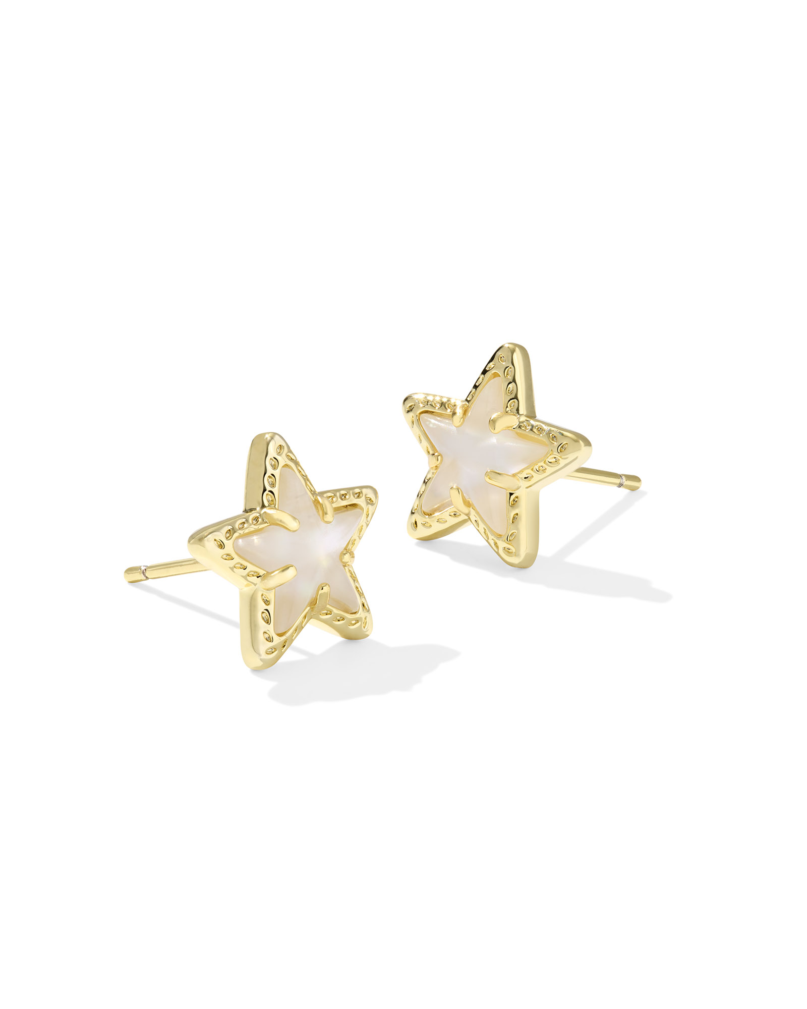 KENDRA SCOTT CASSIDY COLLECTION 14K YELLOW GOLD PLATED BRASS FASHION STUD STAR EARRINGS IN IVORY MOTHER OF PEARL