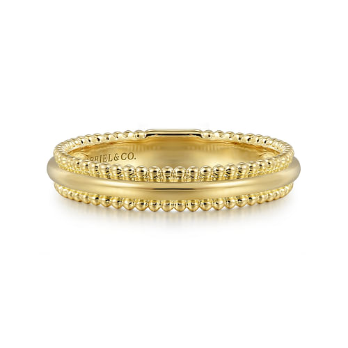 GABRIEL & CO BUJUKAN COLLECTION 14K YELLOW GOLD MILGRAIN STACKABLE FASHION RING SIZE 6.5  (2.30 GRAMS)