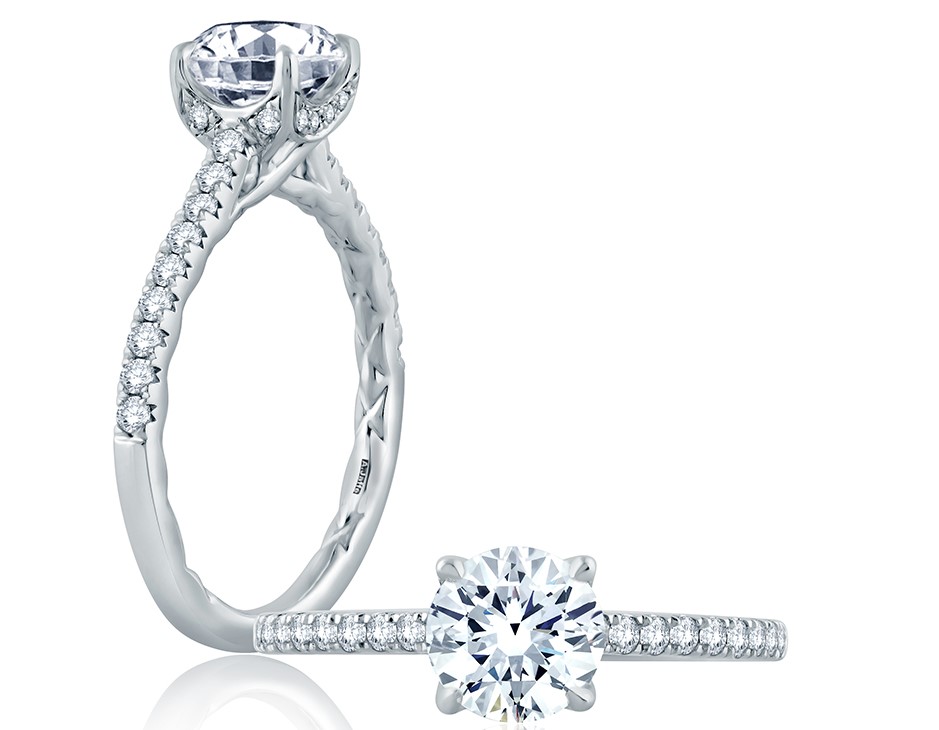 Round Hidden Halo Engagement Ring Setting