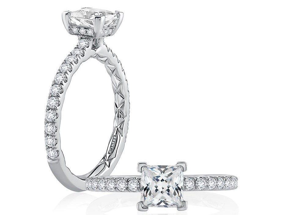 Round Hidden Halo Engagement Ring Setting