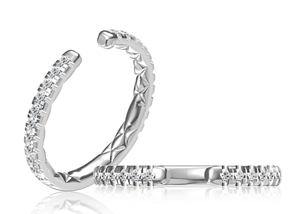 18K WHITE GOLD DIAMOND ANNIVERSARY RING SIZE 6 WITH 24=0.34TW ROUND G-H SI1 DIAMONDS   (2.22 GRAMS)