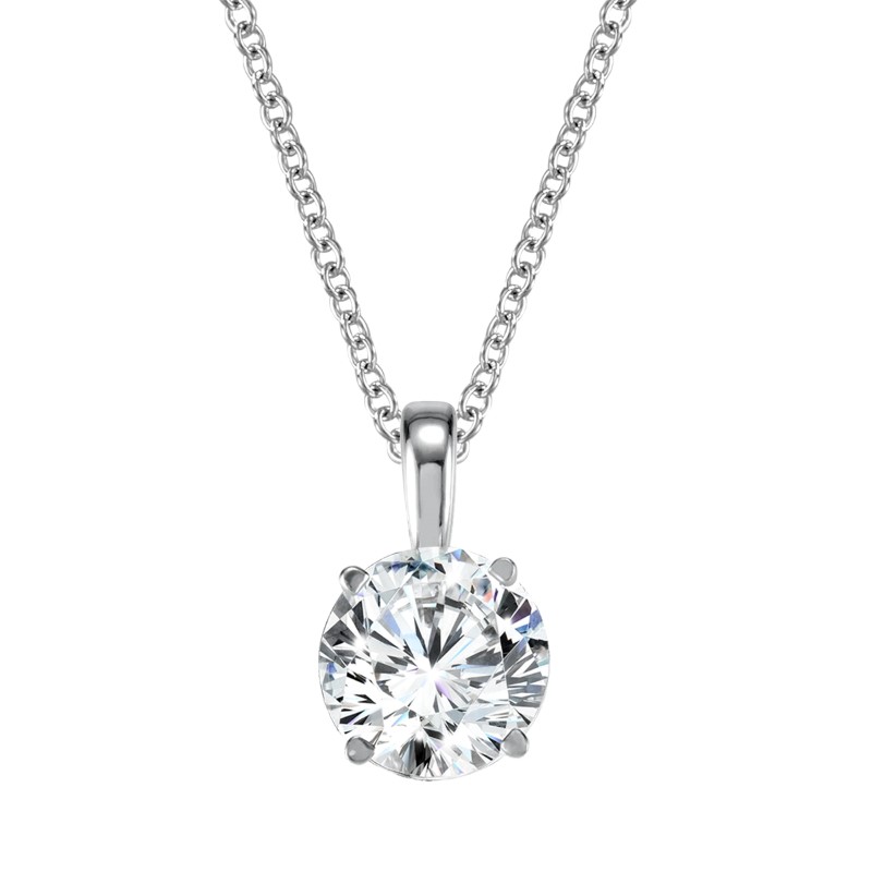 14K WHITE GOLD SOLITAIRE LAB GROWN DIAMOND PENDANT WITH ONE 1.52CT ROUND E VS2 LAB GROWN DIAMOND 18