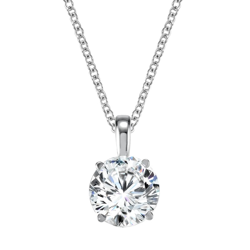 14K WHITE GOLD SOLITAIRE LAB GROWN DIAMOND PENDANT WITH ONE 1.97CT ROUND F VS1 LAB GROWN DIAMOND 18