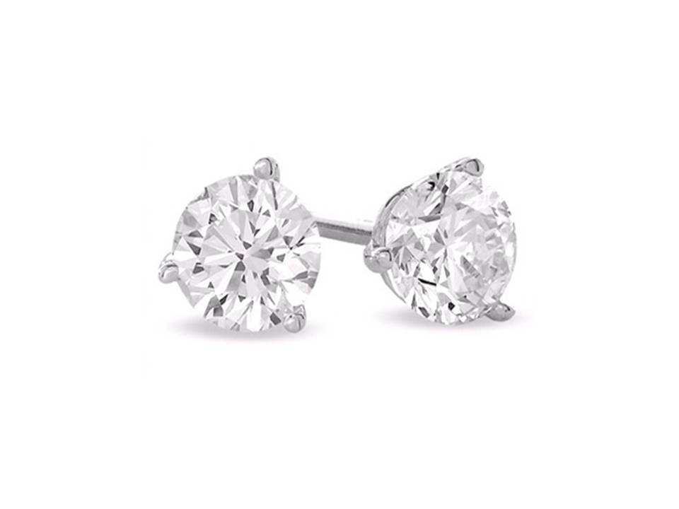 14 KARAT WHITE GOLD STUD DIAMOND EARRINGS WITH 2=0.26TW ROUND G-H COLOR I1 CLARITY DIAMONDS