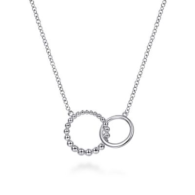 BUJUKAN COLLECTION STERLING SILVER BEADED DOUBLE CIRCLE PENDANT 17.5