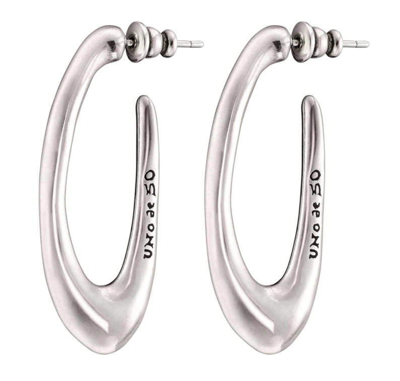 UNODE50 DO YOU ORBIT SILVER PLATED FASHION OVAL HOOP EARRINGS