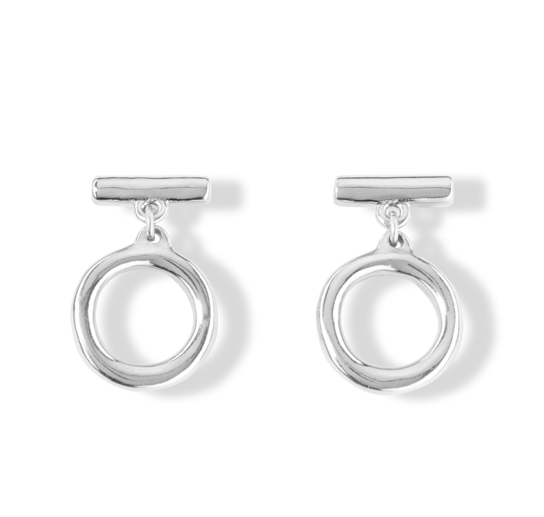 UNODE50 ON/OFF SILVER PLATED DANGLE SILVER EARRINGS