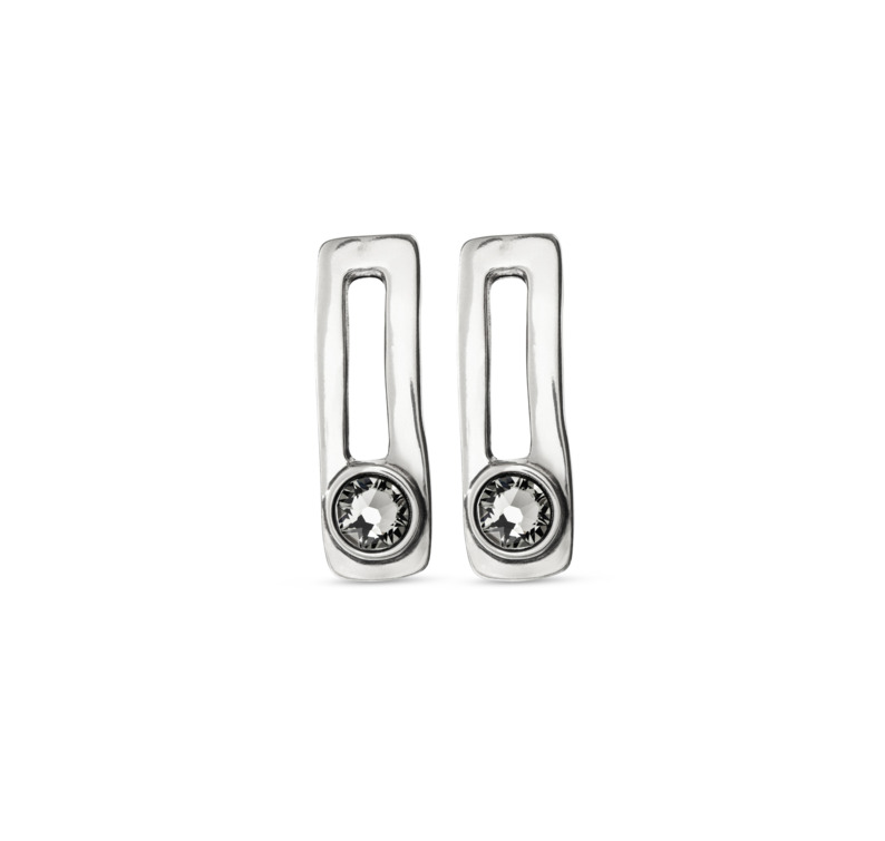 UNODE50 OWN MY OWN SILVER PLATED FASHION EARRINGS WITH GREY CRYSTALS