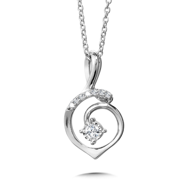 STERLING SILVER PENDANT WITH 8=0.08TW SINGLE CUT H-I I1 DIAMONDS 18