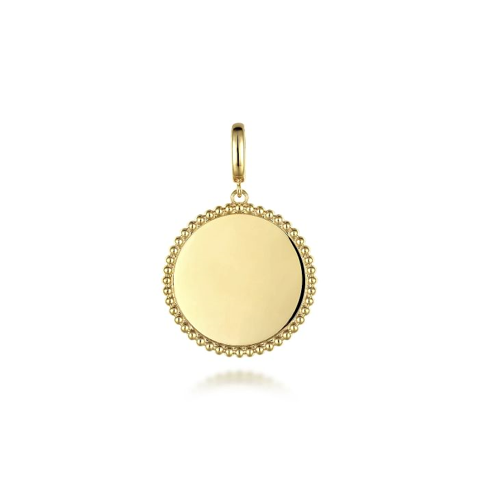 14K YELLOW GOLD 24MM POLISHED BEADED MEDALLION PENDANT   (4.55 GRAMS)