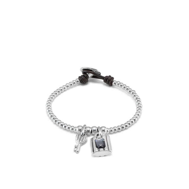 UNODE50 HOPEFUL KEY SILVER PLATED FASHION BRACELET WITH SWAROVSKI CRYSTAL SIZE MEDIUM