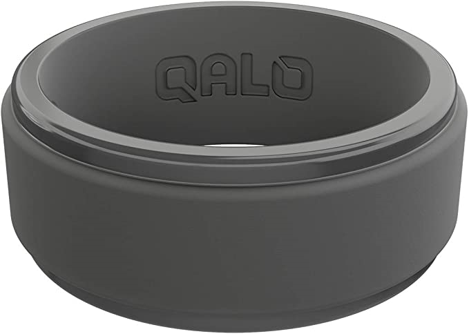 QALO STANDARD MEN S CHARCOAL STEP EDGE POLISHED SILICONE RING SIZE 12