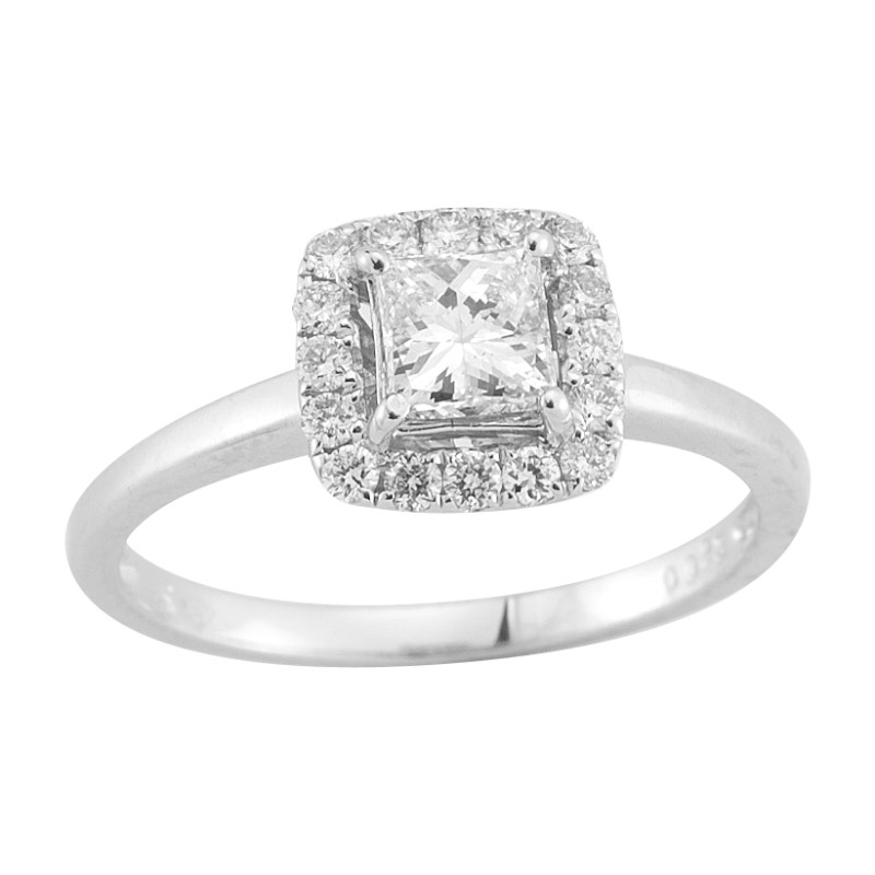 Princess Halo Engagement Ring