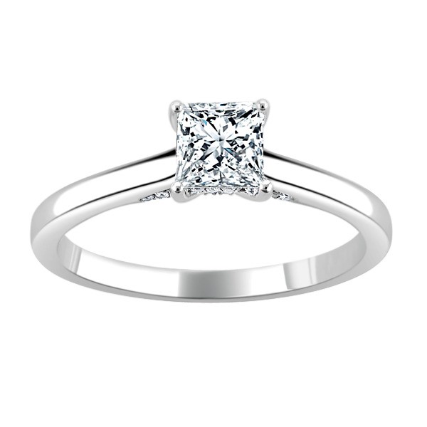 Princess Hidden Halo Engagement Ring