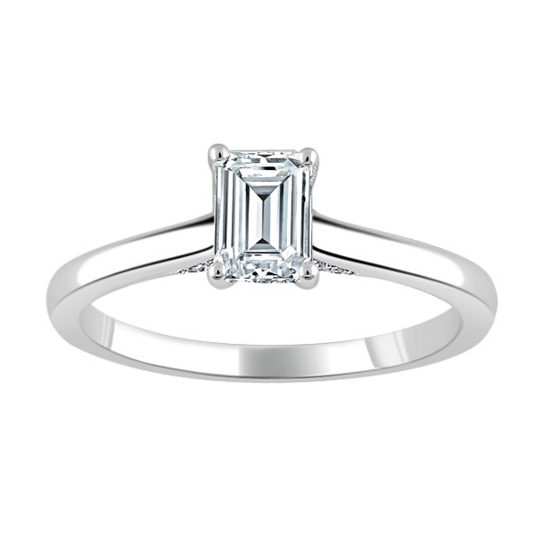 Emerald Hidden Halo Engagement Ring