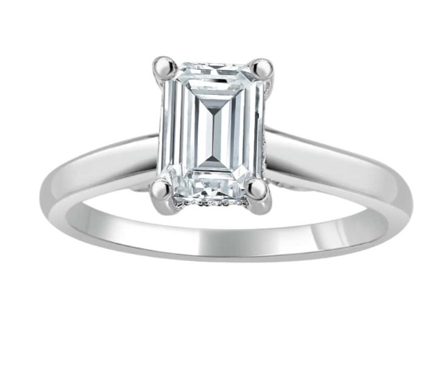 Emerald Hidden Halo Engagement Ring