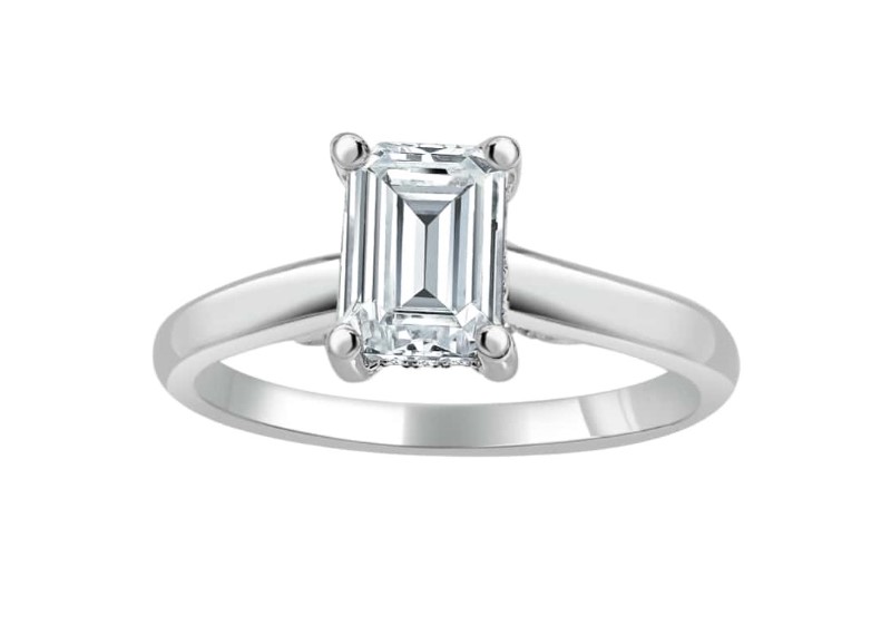 Emerald Hidden Halo Engagement Ring