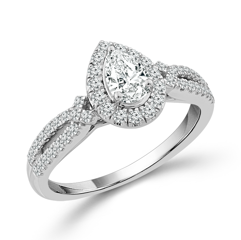 Pear Halo Engagement Ring