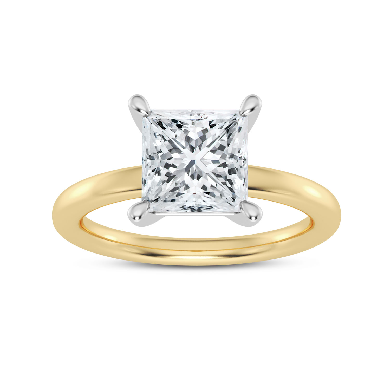 MOZE 14K YELLOW GOLD SOLITAIRE SEMI-MOUNT RING SIZE 7 WITH 6=0.02TW ROUND F-G VS2 DIAMONDS AND 12=0.04TW ROUND F-G VS2 DIAMONDS IN THE CROWN