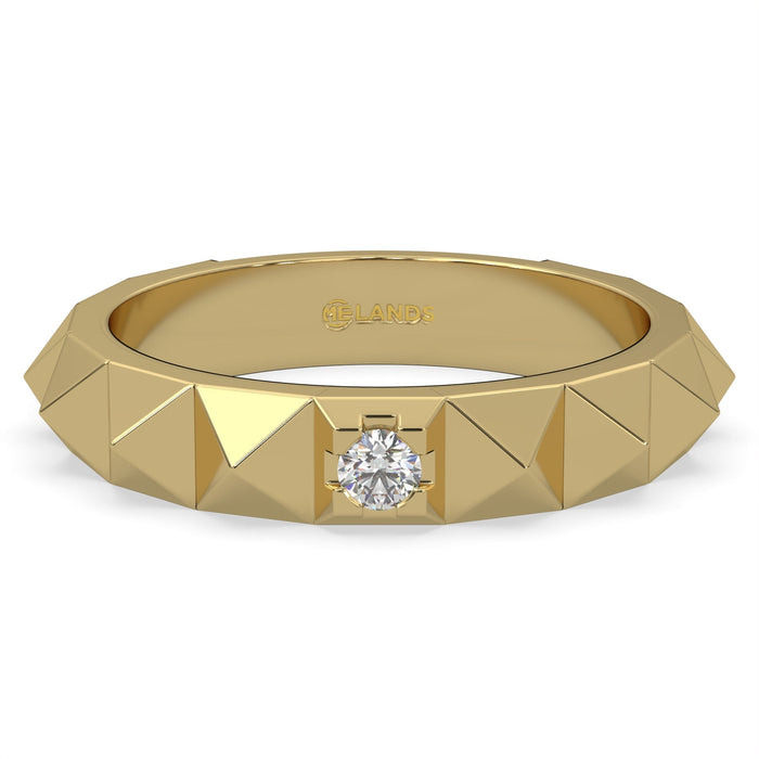 EARTH COLLECTION MODERN ELECTRUM PAVE DIAMOND ORIGIN FASHION RING SIZE 7 WITH ONE 0.06CT ROUND J-K VS2 DIAMOND   (3.2 GRAMS)
