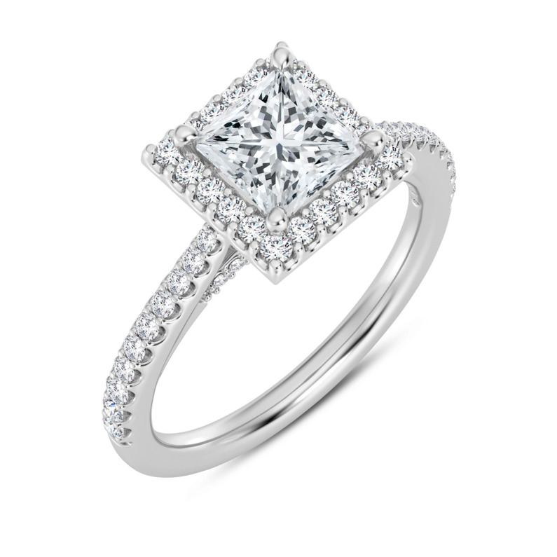 Princess Halo Engagement Ring