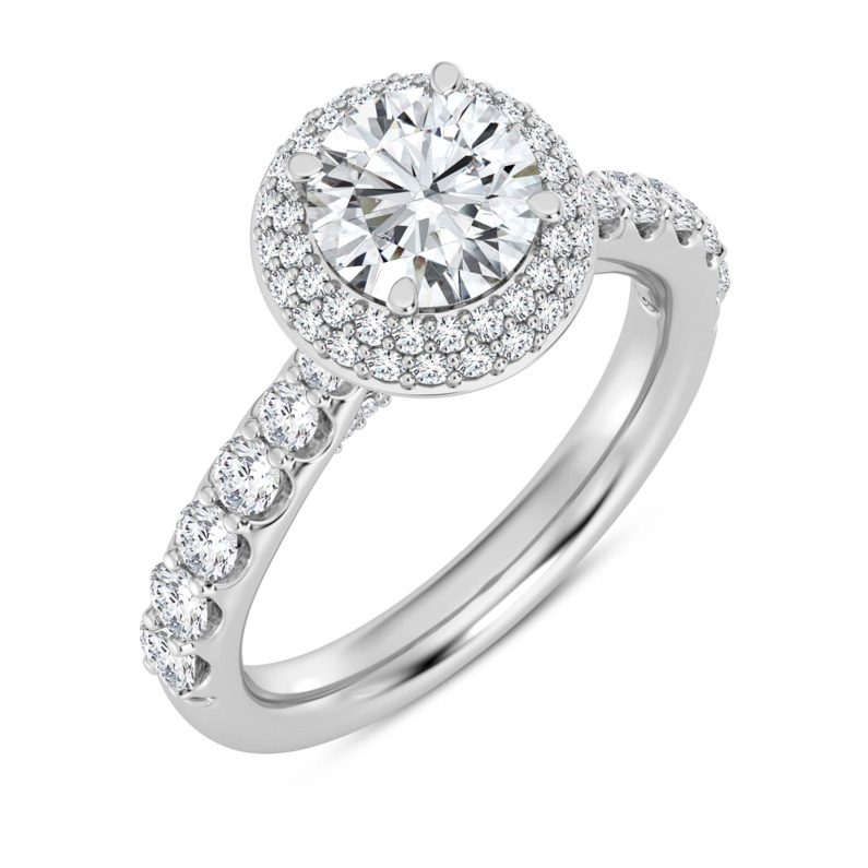 Round Double Halo Engagement Ring Setting