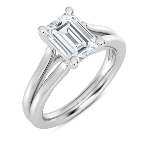 14K WHITE GOLD SPLIT SHANK SEMI-MOUNT RING SIZE 7 WITH 6 = 0.02TW ROUND F-G VS2 DIAMONDS   (5.80 GRAMS)
