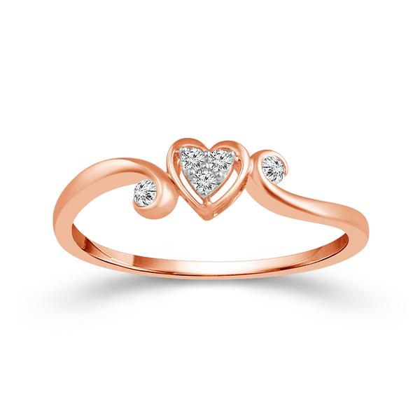 10 KARAT ROSE GOLD PROMISE HEART ENGAGEMENT RING WITH 5=0.08TW ROUND I COLOR I1 CLARITY DIAMONDS  (1.47 GRAMS)