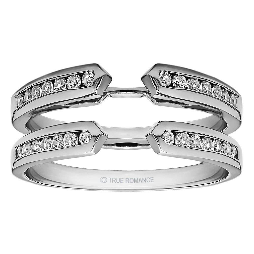 14K WHITE GOLD DIAMOND WRAP SIZE 7 WITH 32=0.16TW ROUND G-H SI1-SI2 DIAMONDS   (3.92 GRAMS)