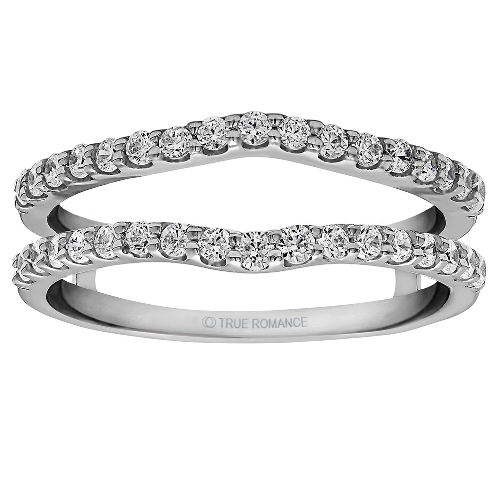 14K WHITE GOLD DIAMOND WRAP SIZE 7 WITH 34=0.24TW ROUND G-H SI2 DIAMONDS  (3.01 GRAMS)
