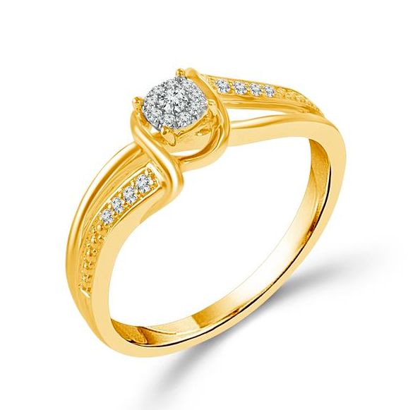 10K YELLOW GOLD CLUSTER PROMISE RING SIZE 7 WITH 18 0.1TW ROUND G-H I1-I2 DIAMONDS   (2.27 GRAMS)