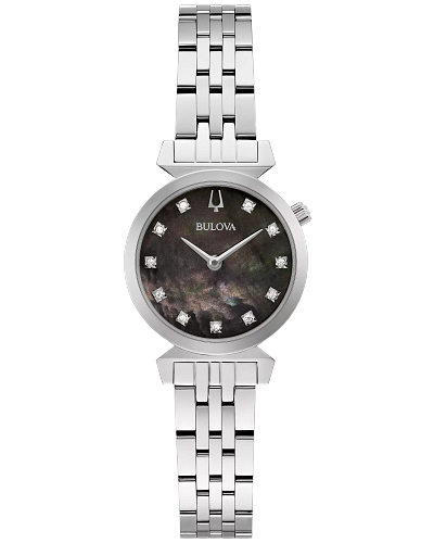 LADIES REGATTA STAINLESS STEEL BRACELET BLACK MOTHER OF PEARL DIAL WITH DIAMOND MARKERS
