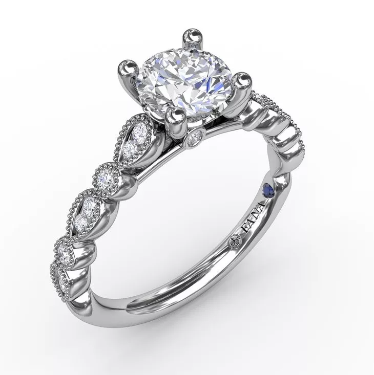 Round Milgrain Engagement Ring Setting